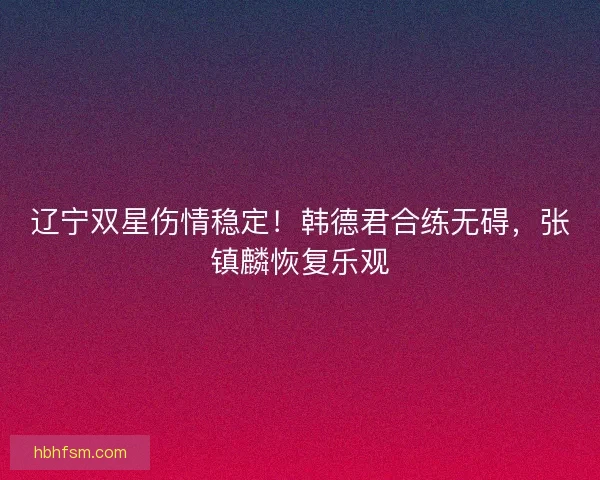 辽宁双星伤情稳定！韩德君合练无碍，张镇麟恢复乐观