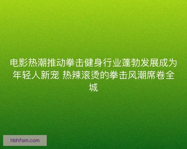 电影热潮推动拳击健身行业蓬勃发展成为年轻人新宠 热辣滚烫的拳击风潮席卷全城 电影热潮推动拳击健身行业蓬勃发展成为年轻人新宠 热辣滚烫的拳击风潮席卷全城